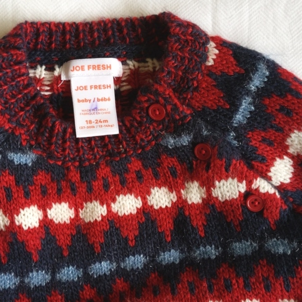 joe fresh chunky patterned knit sweater dress 18-24 months baby toddler girls - Picture 2 of 5